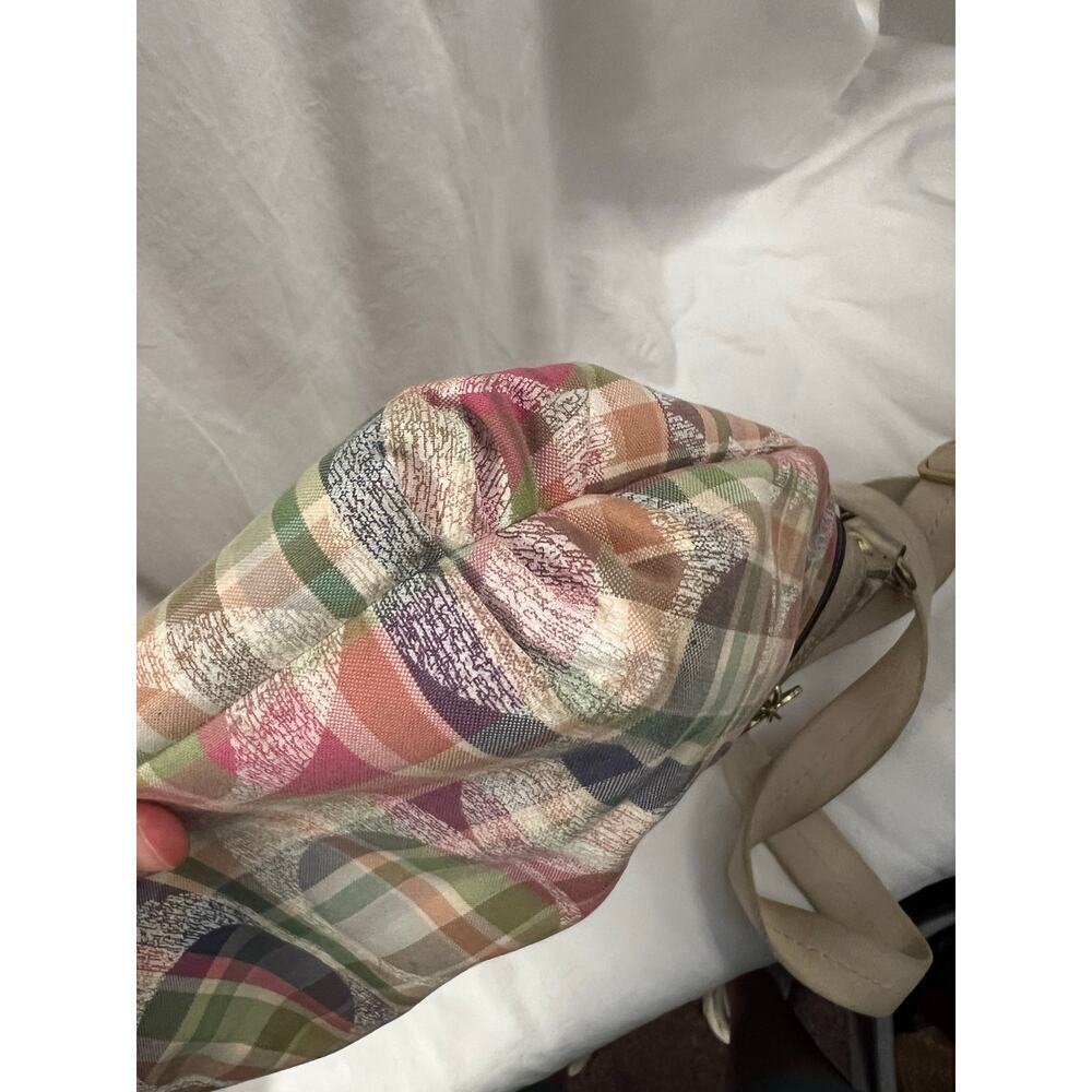 Coach Pink Tan Poppy Daisy Madras Signature Plaid Adjustable Crossbody Bag GS - Picture 2 of 5